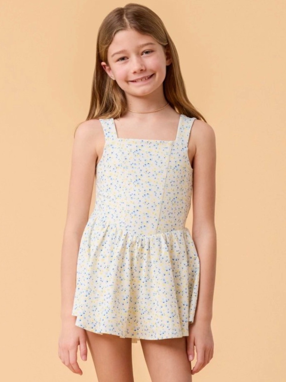 NWOT Blogilates Girls’ Mommy & Me Princess Bow Back Dress White Floral Print